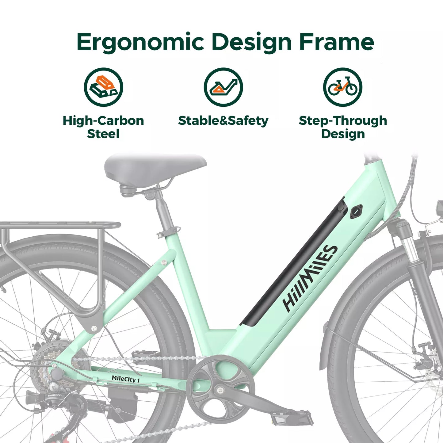 HillMiles 26″ E-Bike – 36V 13Ah Akku, herausnehmbar, Pendler E-Bike für Alltag & Stadt
