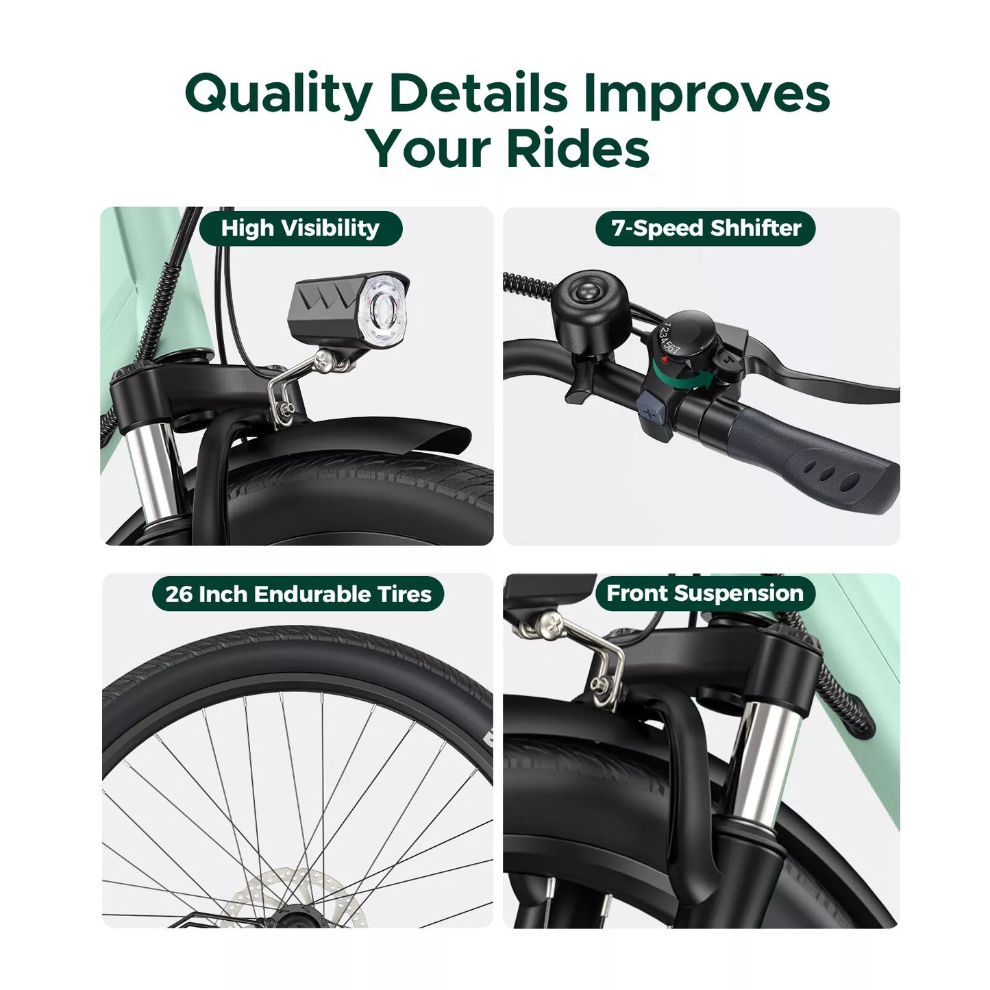 HillMiles 26″ E-Bike – 36V 13Ah Akku, herausnehmbar, Pendler E-Bike für Alltag & Stadt