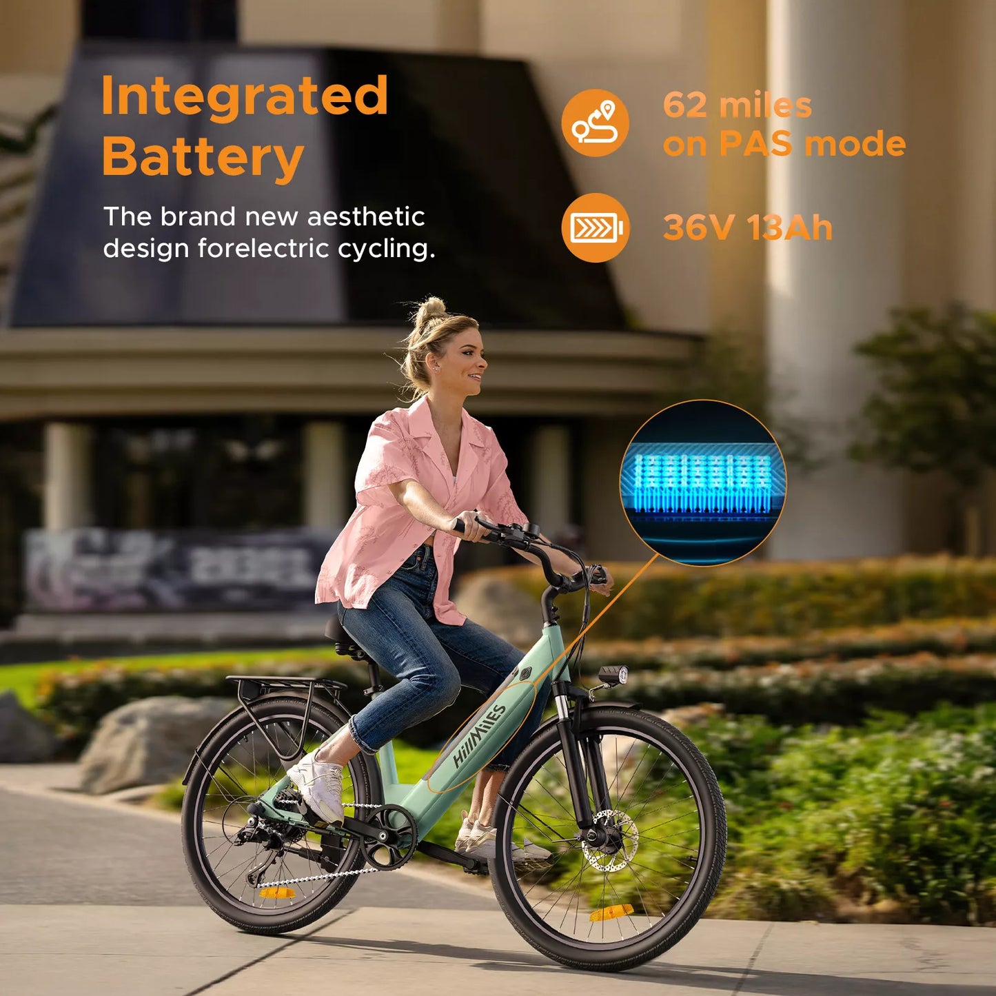 HillMiles 26″ E-Bike – 36V 13Ah Akku, herausnehmbar, Pendler E-Bike für Alltag & Stadt