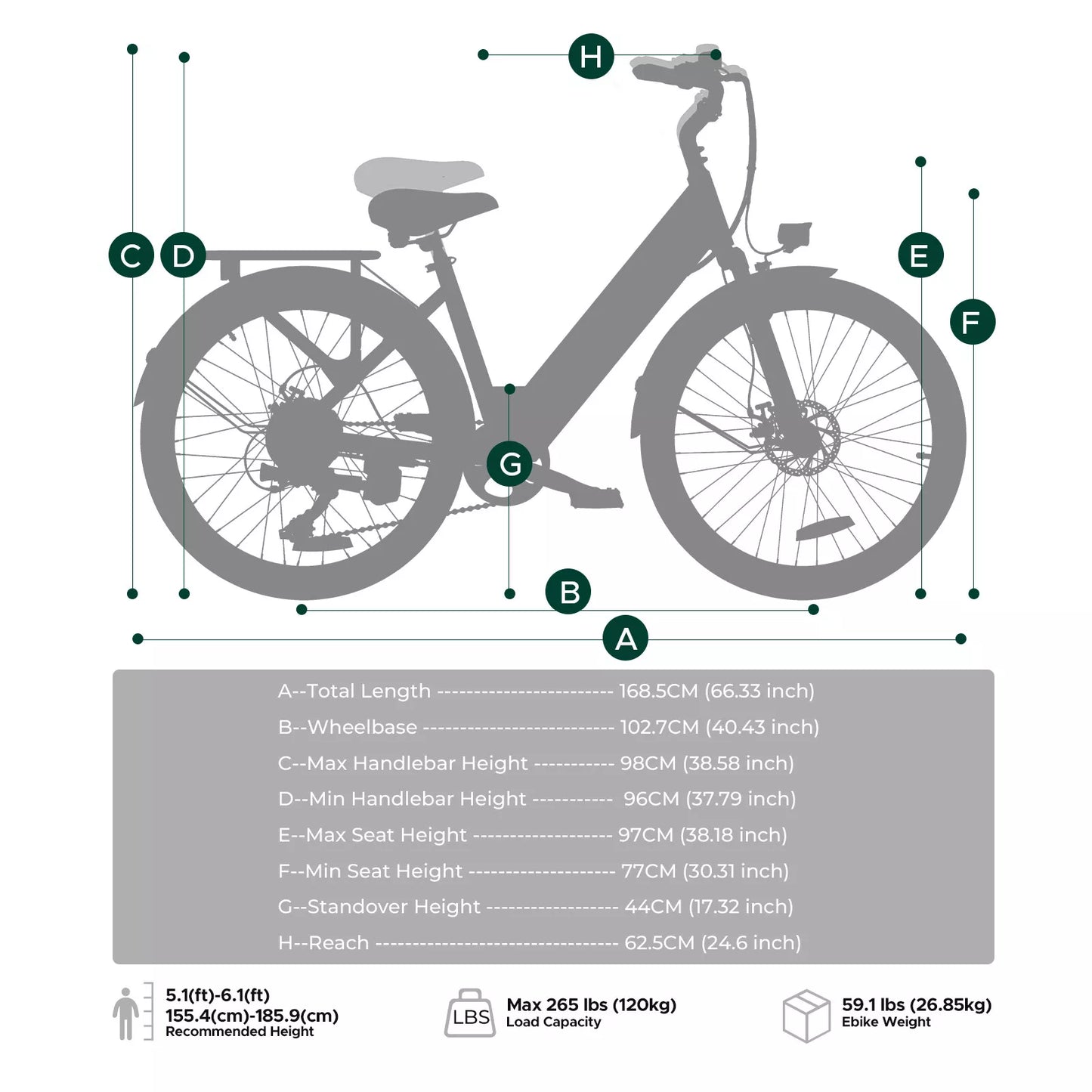 HillMiles 26″ E-Bike – 36V 13Ah Akku, herausnehmbar, Pendler E-Bike für Alltag & Stadt